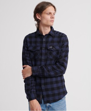 Superdry Buffalo Flannel Férfi Hosszú Ujjú Ing Kék | VHCMI7285